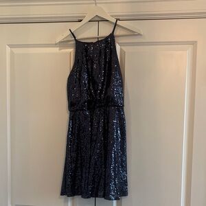 Elegant Navy Sequin Mini Dress